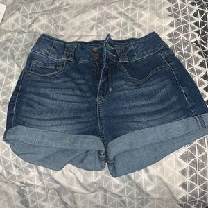 High waisted jean shorts, size 0